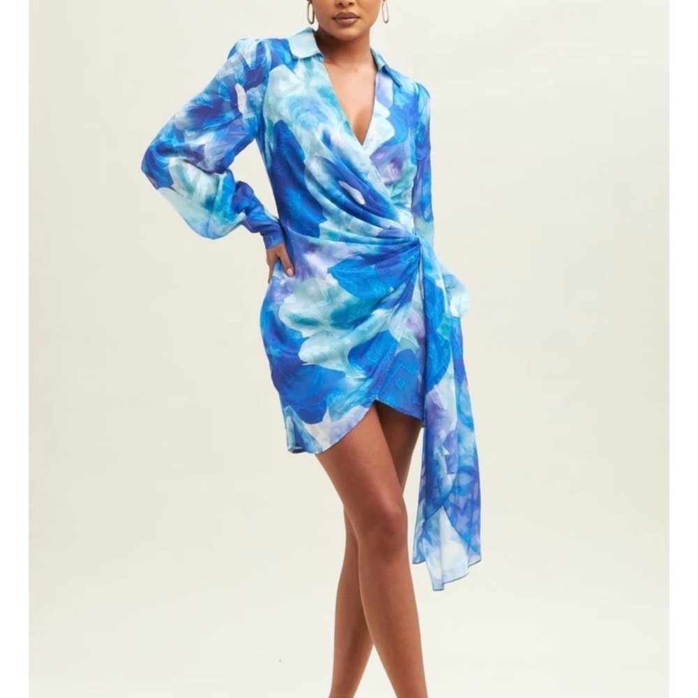 Luxxel Blue Aqua Watercolor Dress